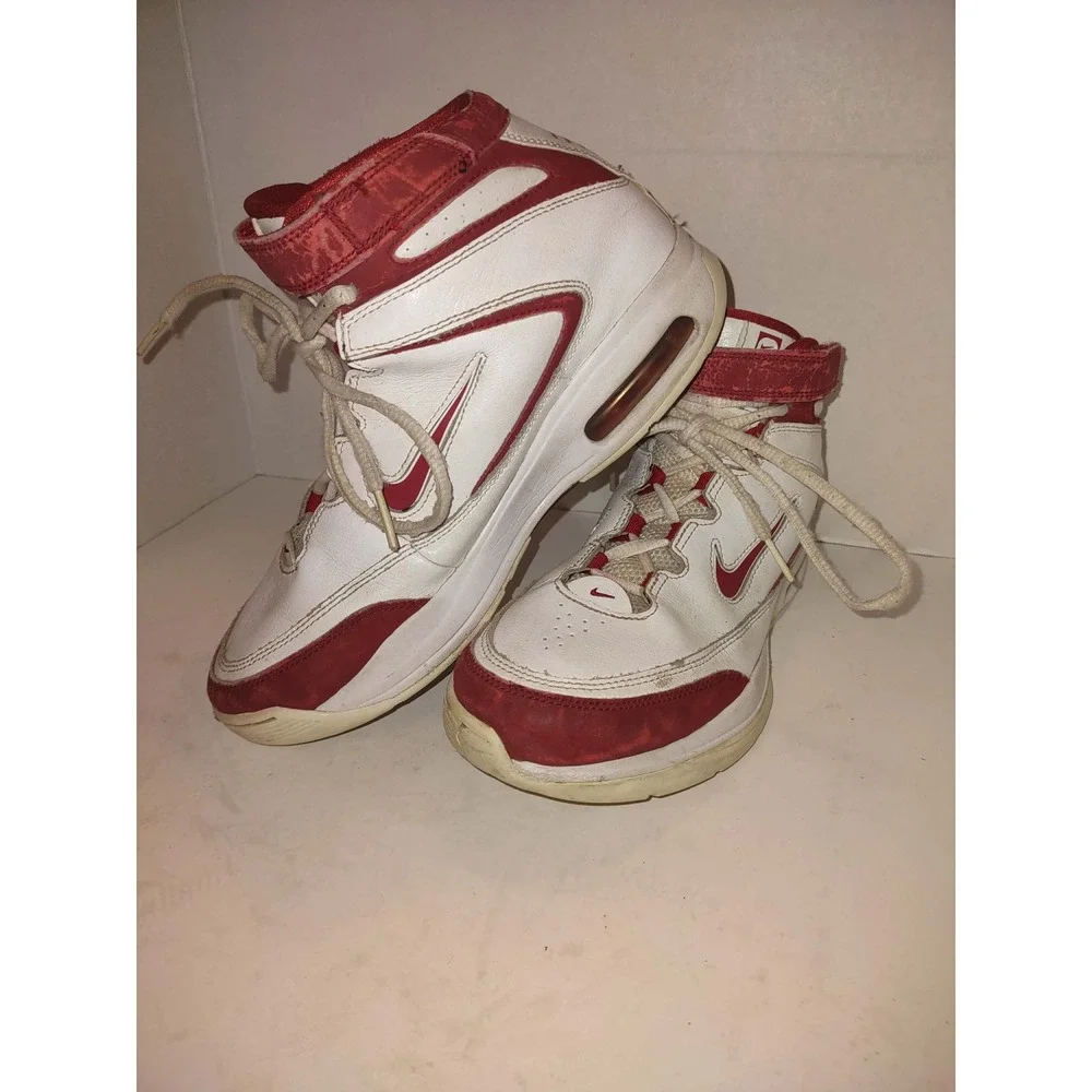 Nike Shox Elite Basketball Shoes Youth 7Y White Red High Top Strap 341513-161